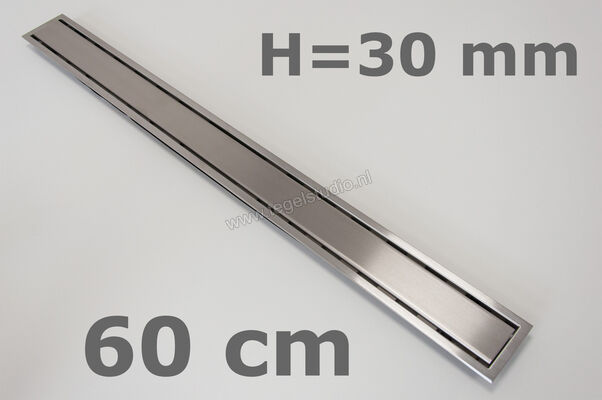 Schlüter Systems KERDI-LINE-A Profielframes Goot met de afdekkingen 60cm H=30mm - Design Solid Roestvast staal V4A EB - Roestvast staal V4A geborsteld zilver Sterkte: 30 mm Lengte: 0,6 m KLA30EB60 | 5825