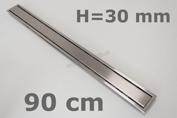 Schlüter Systems KERDI-LINE-A Profielframes Goot met de afdekkingen 90cm H=30mm - Design Solid Roestvast staal V4A EB - Roestvast staal V4A geborsteld zilver Sterkte: 30 mm Lengte: 0,9 m KLA30EB90 | 5846
