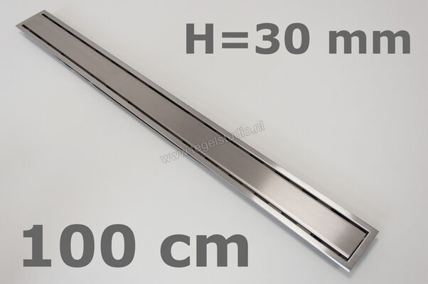 Schlüter Systems KERDI-LINE-A Profielframes Goot met de afdekkingen 100cm H=30mm - Design Solid Roestvast staal V4A EB - Roestvast staal V4A geborsteld zilver Sterkte: 30 mm Lengte: 1 m KLA30EB100 | 5853