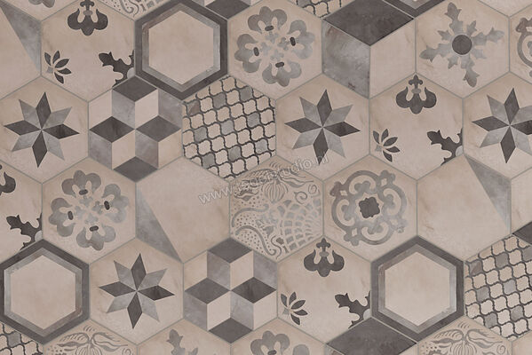  Marca Corona Terra Mix Decori Esagona Vers. F 21.6x25 cm Decor Mix Mat Vlak 0602 | 60447