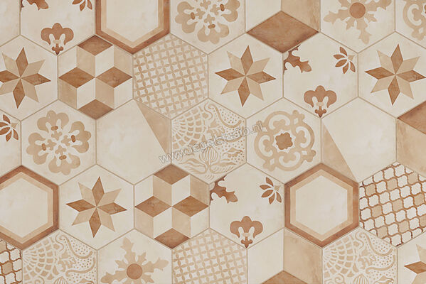  Marca Corona Terra Mix Decori Esagona Vers. C 21.6x25 cm Decor Mix Mat Vlak 0603 | 60450