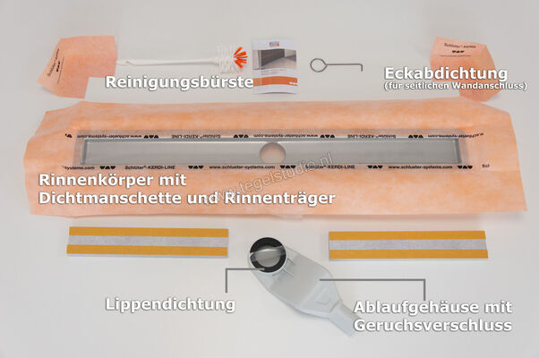 Schlüter Systems KERDI-LINE-F 40 Set roestvaststalen lijnafvoergoot Afvoer DN 40 horizontaal 60cm Roestvast staal V4A Sterkte: 60 mm Lengte: 0,6 m KLF40GE60 | 6163