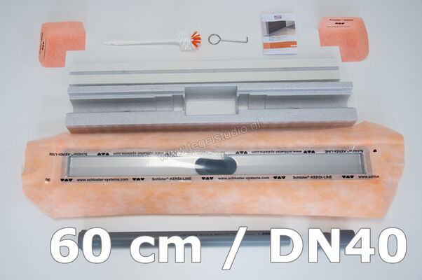  Schlüter Systems KERDI-LINE-H 40 Lijnafvoergoot horizontaal Lijnafvoergoot horizontaal met stankafsluiter, afvoer DN 40 horizontaal 60cm Roestvast staal V4A Sterkte: 78 mm Lengte: 0,6 m KLH40GE60 | 6212