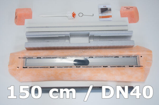  Schlüter Systems KERDI-LINE-H 40 Lijnafvoergoot horizontaal Lijnafvoergoot horizontaal met stankafsluiter, afvoer DN 40 horizontaal 150cm Roestvast staal V4A Sterkte: 78 mm Lengte: 1,5 m KLH40GE150 | 6248